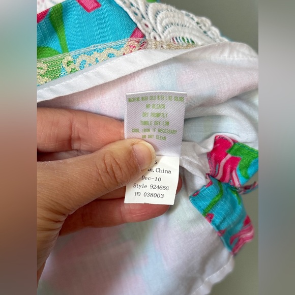 Lilly Pulitzer Originals Classic Shift Dress Cotton Blend Blue Pink Girls Size 7 - Picture 4 of 7